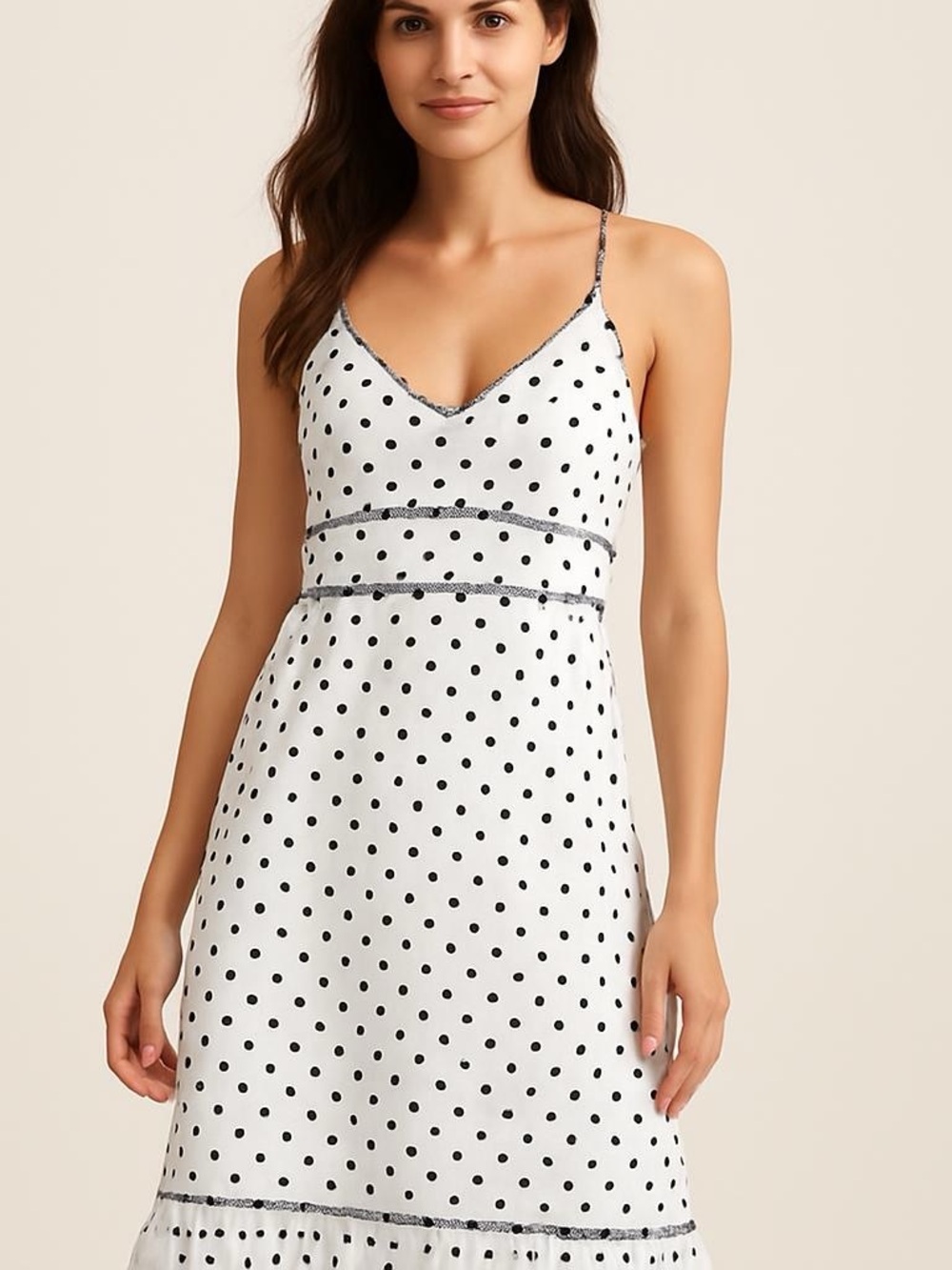 Citrine Spaghetti strap black and white polka dot dress cotton Size 10